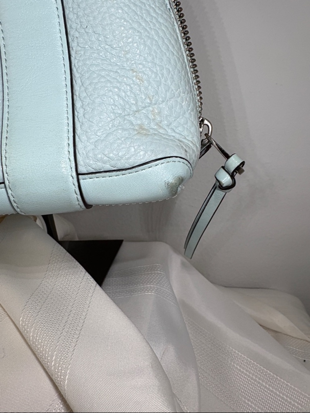 Coach Bleecker Mini Preston Satchel in Sea Mist Pebbled Leather with Strap - Picture 9 of 15